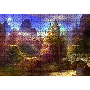 Cennet Tepelerindeki Kale Manzarası Puzzle Yapboz Mdf Ahşap 1000 Parça