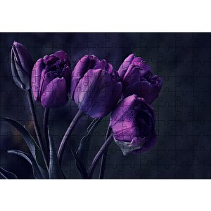 Mor Laleler Puzzle Yapboz Mdf Ahşap 120 Parça