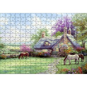 Evi Ve Atlar Doğa Puzzle Yapboz Mdf Ahşap 255 Parça