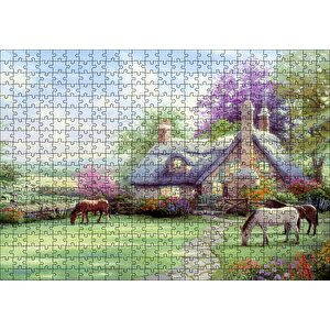 Evi Ve Atlar Doğa Puzzle Yapboz Mdf Ahşap 500 Parça