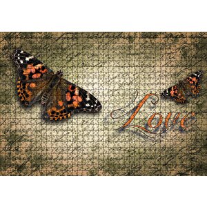 Aşk Yazılı Kelebekler Puzzle Yapboz Mdf Ahşap 1000 Parça