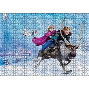 Frozen Kar Taneleri Şehir Buz Geyik Kardan Adam Puzzle Yapboz Mdf Ahşap 1000 Parça