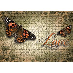 Aşk Yazılı Kelebekler Puzzle Yapboz Mdf Ahşap 500 Parça