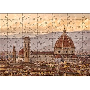 İtalya Floransa Gündoğumunda Şehir Manzarası Puzzle Yapboz Mdf Ahşap 120 Parça