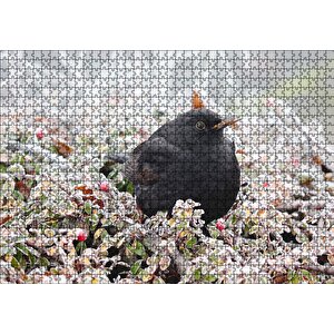 Donmuş Çalıların Arasındaki Karatavuk Puzzle Yapboz Mdf Ahşap 1000 Parça