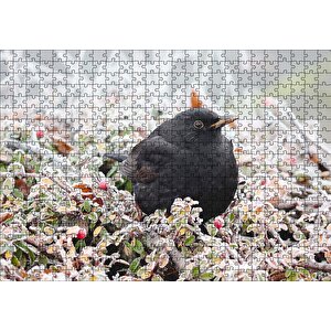 Donmuş Çalıların Arasındaki Karatavuk Puzzle Yapboz Mdf Ahşap 500 Parça