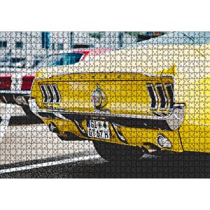 Sarı Mustang Klasik Arka Görünüş Yakın Plan Puzzle Yapboz Mdf Ahşap 1000 Parça