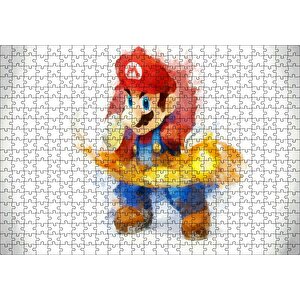 Super Mario Çizim Puzzle Yapboz Mdf Ahşap 500 Parça