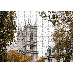 Londra'da Tarihi Binalar Ve Sonbahar Renkleri Puzzle Yapboz Mdf Ahşap 120 Parça