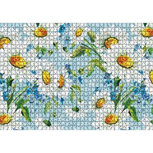Papatyalar Ve Menekşeler Dijital Çizim Puzzle Yapboz Mdf Ahşap 1000 Parça