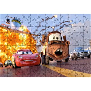 Disney Cars Şimşek Mcqueen Ve Mater Puzzle Yapboz Mdf Ahşap 120 Parça