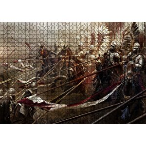 Savaş Meydanı Polonyalı Kanatlı Hafif Süvari Görseli Puzzle Yapboz Mdf Ahşap 1000 Parça