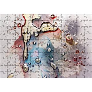 Parlak Zeminde Civalı Mürekkep Lekesi Desen Puzzle Yapboz Mdf Ahşap 120 Parça