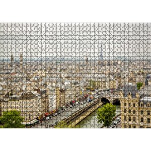 Paris Şehri Sen Nehri Eyfel Kulesi Görseli Puzzle Yapboz Mdf Ahşap 1000 Parça