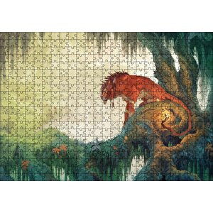 Red Xiii Final Fantasy Vii Animasyon Orman Görseli Puzzle Yapboz Mdf Ahşap 500 Parça
