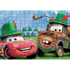 Disney Pixar Cars Tow Mater Ve Şimşek Mcqueen İllüstrasyonu Puzzle Yapboz Mdf Ahşap 255 Parça