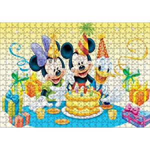 Mickey Mouse Ve Arkadaşları Doğum Günü Puzzle Yapboz Mdf Ahşap 500 Parça
