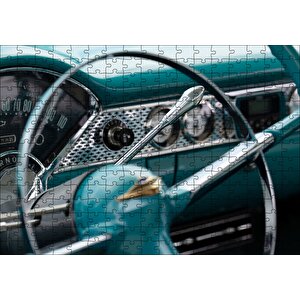 Klasik Yeşil Araba Kokpit Detay Yakın Çekim Puzzle Yapboz Mdf Ahşap 255 Parça