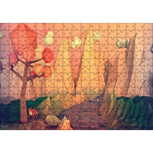 Minimalizm Tilki Ağaç Dağlar Nehir Soyut Sanat Görseli Puzzle Yapboz Mdf Ahşap 255 Parça