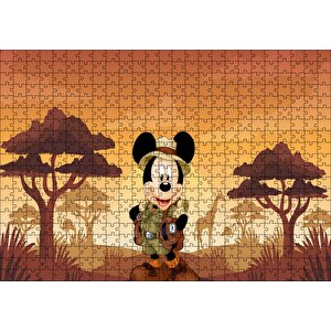 Mickey Mouse Çizgi Film Safari Gün Batımı Puzzle Yapboz Mdf Ahşap 500 Parça