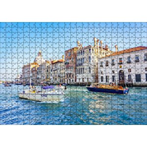 İtalya Venedik Binalar Ve Kanalda Tekneler Puzzle Yapboz Mdf Ahşap 500 Parça