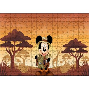 Mickey Mouse Çizgi Film Safari Gün Batımı Puzzle Yapboz Mdf Ahşap 255 Parça