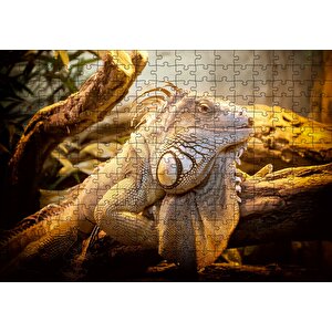 Kütükler Arasındaki Efsanevi Kertenkele Puzzle Yapboz Mdf Ahşap 255 Parça