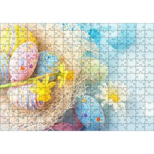 Rengarenk Boyalı Süslü Sürpriz Yumurtalar Puzzle Yapboz Mdf Ahşap 255 Parça