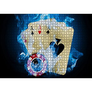 Poker Oyunu Dört As Casino Alev Görseli Puzzle Yapboz Mdf Ahşap 1000 Parça
