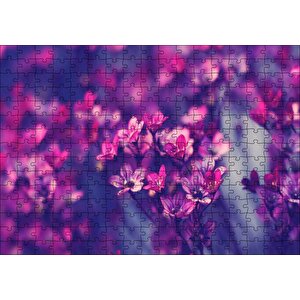 Kırmızı Ve Mor Çiçekler Görseli Puzzle Yapboz Mdf Ahşap 255 Parça
