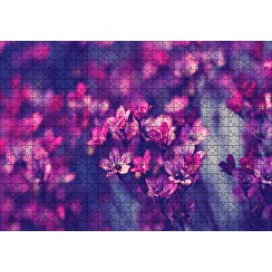 Kırmızı Ve Mor Çiçekler Görseli Puzzle Yapboz Mdf Ahşap 500 Parça