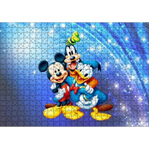 Mickey Mouse Donald Duck Ve Pluto Puzzle Yapboz Mdf Ahşap 500 Parça