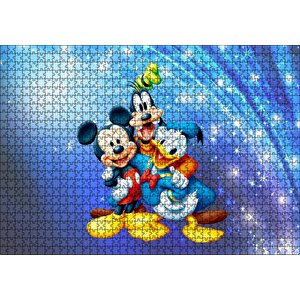 Mickey Mouse Donald Duck Ve Pluto Puzzle Yapboz Mdf Ahşap 1000 Parça