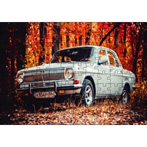 Otomobil Sonbahar Yaprakları Ağaçlar Puzzle Yapboz Mdf Ahşap 120 Parça