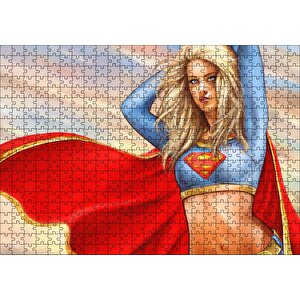Pelerinli Süper Kız Görseli Puzzle Yapboz Mdf Ahşap 500 Parça