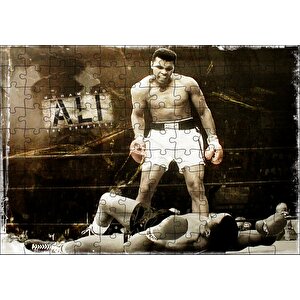 Muhammed Ali Khaliah Nakavut Eskitilmiş Görsel Puzzle Yapboz Mdf Ahşap 120 Parça