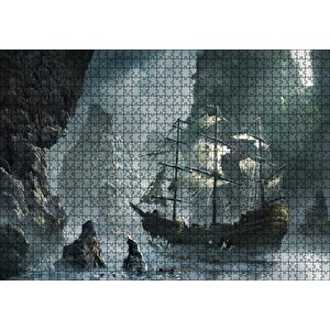 Sanat Eseri Eski Gemi Fantastik Sanat Hayalet Gemi Gemi Yelkenli Puzzle Yapboz Mdf Ahşap 1000 Parça