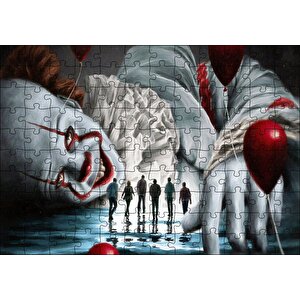 It Filmi Karakteri Palyaço Ve Kurbanları Puzzle Yapboz Mdf Ahşap 120 Parça