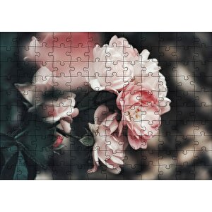 Pembe Güller Flu Arkaplan Puzzle Yapboz Mdf Ahşap 120 Parça