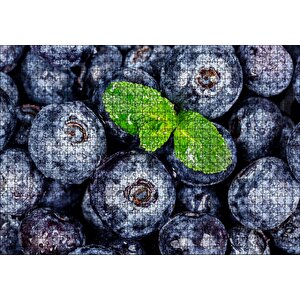 Yabanmersini Meyveleri Nane Yaprağı Ve Su Damlaları Puzzle Yapboz Mdf Ahşap 1000 Parça