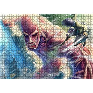Kılıçlı Anime Titan Saldırısı İllüstrasyon Puzzle Yapboz Mdf Ahşap 1000 Parça