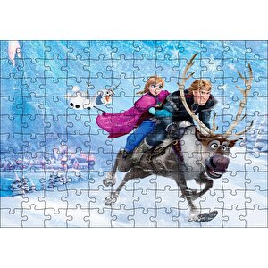 Frozen Kar Taneleri Şehir Buz Geyik Kardan Adam Puzzle Yapboz Mdf Ahşap 120 Parça
