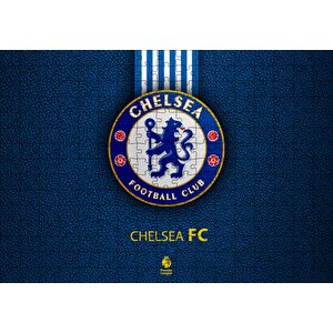 Siyah Deri Doku Üzerinde Chelsea Logosu Puzzle Yapboz Mdf Ahşap 255 Parça