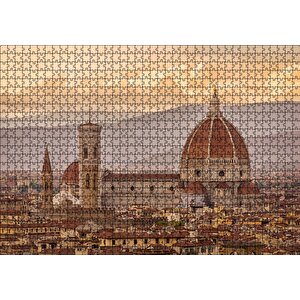 İtalya Floransa Gündoğumunda Şehir Manzarası Puzzle Yapboz Mdf Ahşap 1000 Parça