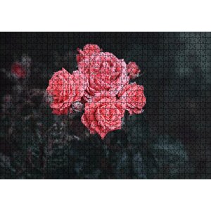 Bir Arada Pembe Güller Puzzle Yapboz Mdf Ahşap 1000 Parça