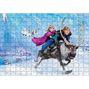 Frozen Kar Taneleri Şehir Buz Geyik Kardan Adam Puzzle Yapboz Mdf Ahşap 255 Parça
