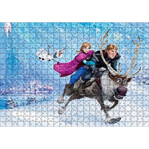 Frozen Kar Taneleri Şehir Buz Geyik Kardan Adam Puzzle Yapboz Mdf Ahşap 500 Parça