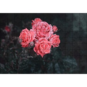 Bir Arada Pembe Güller Puzzle Yapboz Mdf Ahşap 120 Parça