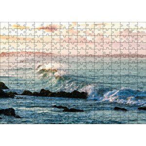 Gündoğumunda Okyanus Kıyısı Ve Dalgalar Puzzle Yapboz Mdf Ahşap 255 Parça
