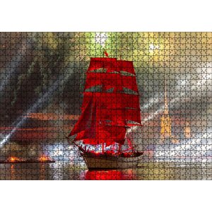 Havai Fişek Yelkenli Gemi Tekne Puzzle Yapboz Mdf Ahşap 1000 Parça